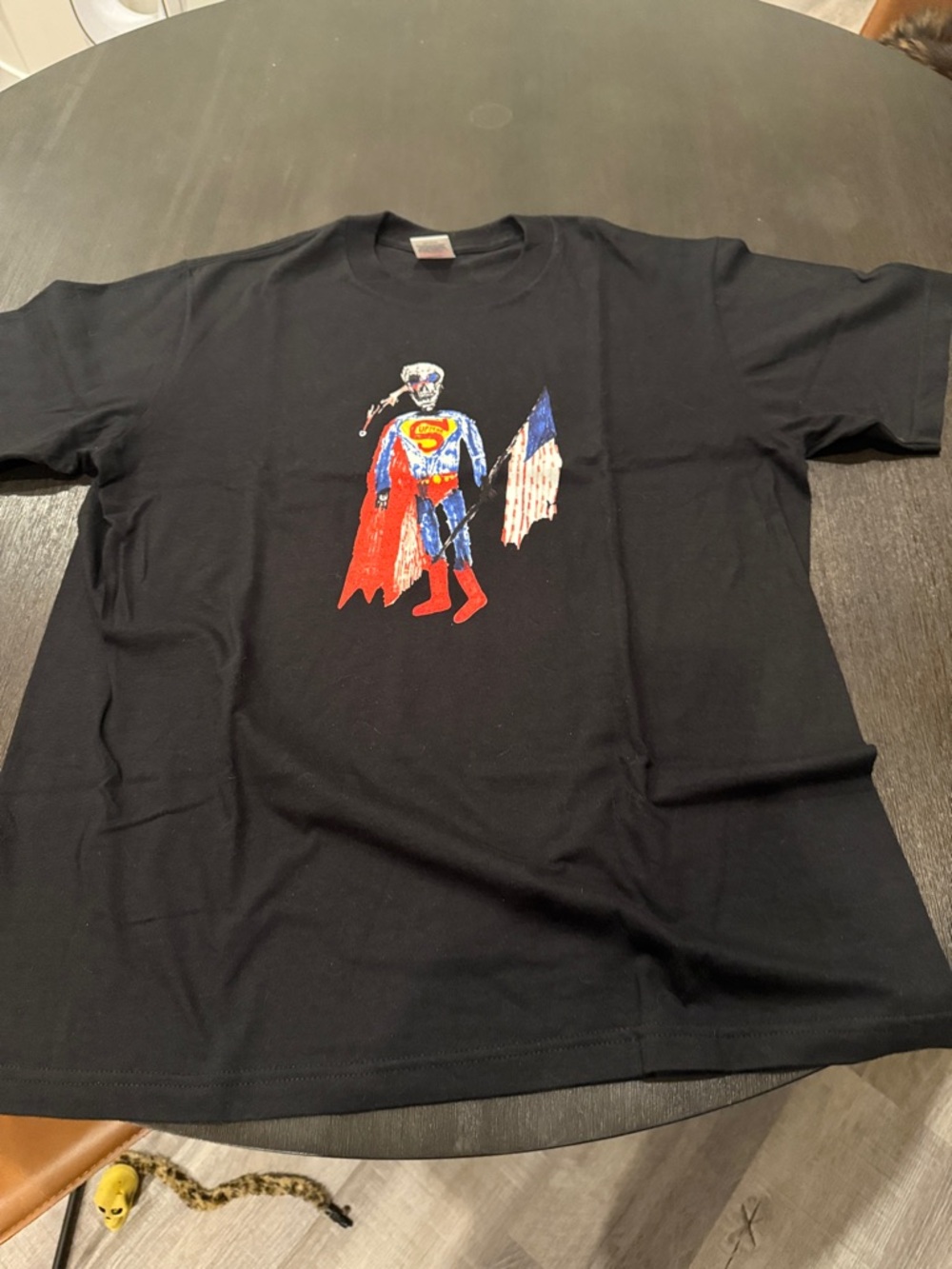 SUPREME Black Graphic Skull Superman Style Tee